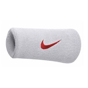 NEW Unisex Adult One Size Nike Swoosh Wristbands Doublewide White Red